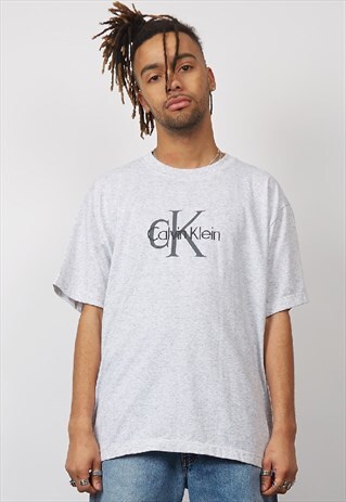 VINTAGE 90'S CALVIN KLEIN LIGHT GREY T-SHIRT