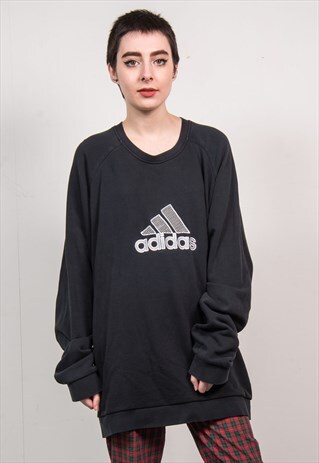 ADIDAS VINTAGE 90'S BLACK OVERSIZED SWEATSHIRT