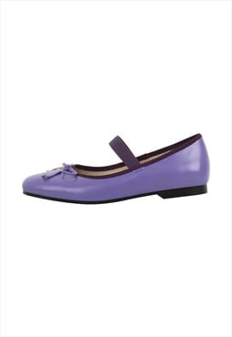 Purple Bow Round Toe Ballet Flats