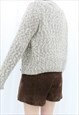 HANDMADE 90S VINTAGE BROWN & WHITE CARDIGAN (SIZE S)