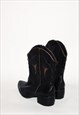 VINTAGE 90S CLASSIC LOW COWBOY BOOTS IN BLACK