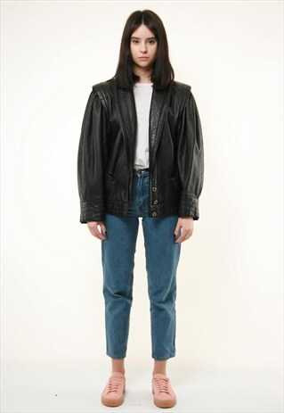 90S VINTAGE VTG RARE HEAVYWEIGHT LEATHER JACKET BOMBER 286