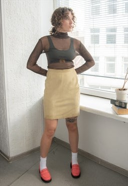 Vintage 80's Beige Soft Suede Mini Skirt