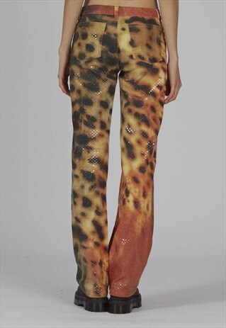 RARE 90'S VINTAGE ABSTRACT LEOPARD PRINT CAVALLI JEANS