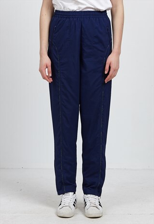 VINTAGE RETRO NAVY ADIDAS TRACK BOTTOMS JOGGERS