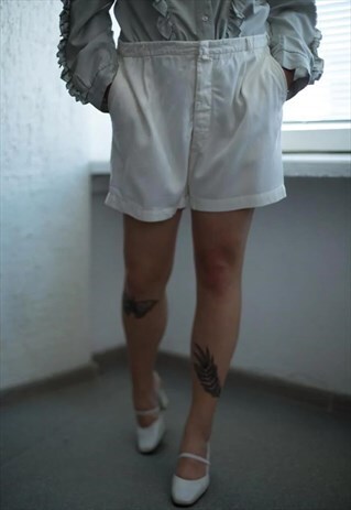 VINTAGE 90'S CREAM COTTON MINI SHORTS