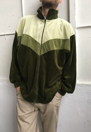 VINTAGE 90' COOL OLDSCHOOL GREEN UNISEX VELOUR SWEATSHIRT