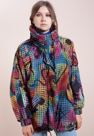 90S VINTAGE, RAD, PRINTED ALL-OVER WINDBREAKER