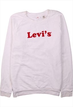 Vintage 90's Levi's Sweatshirt Spellout Crew Neck White