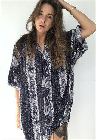 PATTERNED OVERSIZED RETRO VINTAGE UNISEX FESTIVAL SHIRT