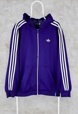 Adidas Originals Purple Track Top Hooded Jacket Mens Large