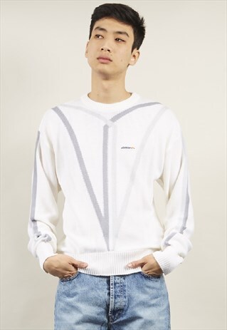 VINTAGE 80'S ELLESSE OVERSIZED OFF-WHITE JUMPER