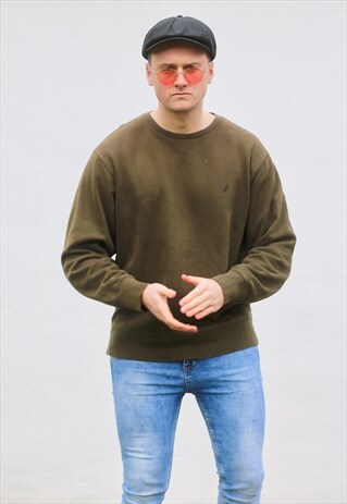 NAUTICA USA 90S DARK MOSS GREEN SWEATSHIRT