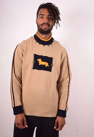 MENS VINTAGE JUMPER SWEATER MEDIUM BROWN 90S