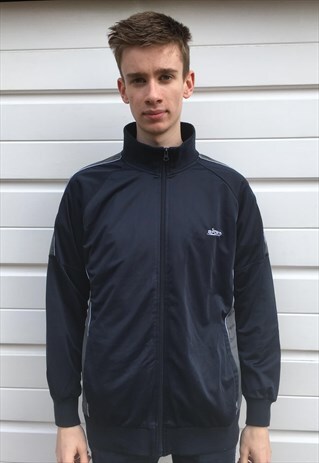 MENS VINTAGE 80S JACKET TRACKSUIT DARK BLUE FESTIVAL ZIPPER