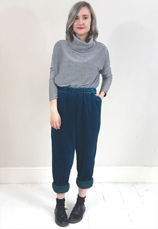 VINTAGE 80'S EMERALD GREEN VELVET TROUSERS W/ POCKETS