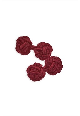 Fabric Knot Cufflinks - Burgundy Red