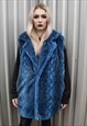 SNAKE FLEECE VEST JACKET HANDMADE PYTHON GILET BOMBER BLUE