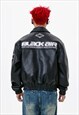 FAUX LEATHER RACING JACKET MOTORSPORT BOMBER MOTORCYCLE COAT