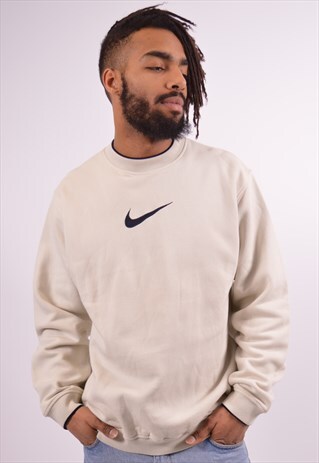 NIKE MENS VINTAGE SWEATSHIRT JUMPER MEDIUM BEIGE 90S