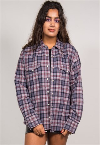 VINTAGE 90'S PURPLE CARHARTT CHECK FLANNEL SHIRT