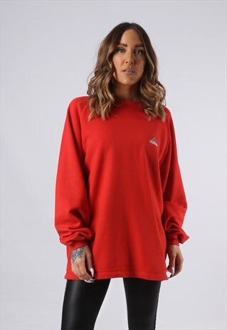 VINTAGE ADIDAS SWEATSHIRT OVERSIZED RED UK 18 XXL (FA5A)