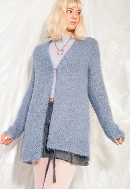 Vintage Betty Barclay Cardigan Y2K Furry Fluffy Sweater in B