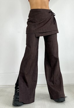 Vintage 90s Skirt Over Trousers Boho Fairycore Y2k Wide Leg