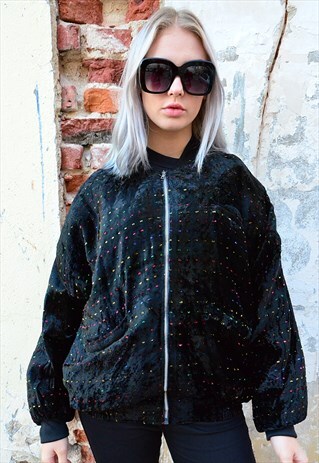 VINTAGE BLACK BOMBER JACKET