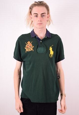 POLO RALPH LAUREN MENS VINTAGE RUGBY POLO SHIRT MEDIUM 90S