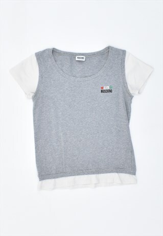 VINTAGE 90'S MOSCHINO T-SHIRT TOP GREY
