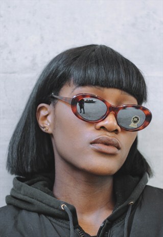 VINTAGE BROWN LEOPARD OVAL SUNGLASSES FRAMES SUMMER FESTICAL