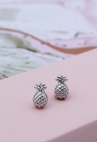 STERLING SILVER PINEAPPLE STUD EARRINGS