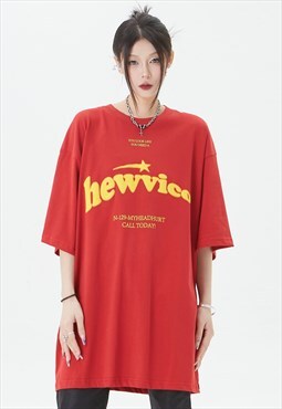 Retro slogan t-shirt vintage print tee grunge top in red
