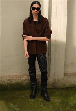 Vintage Brown Suede  Leather Jacket