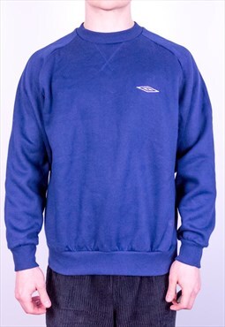 Vintage Umbro Embroidery Sweatshirt in Blue Medium 