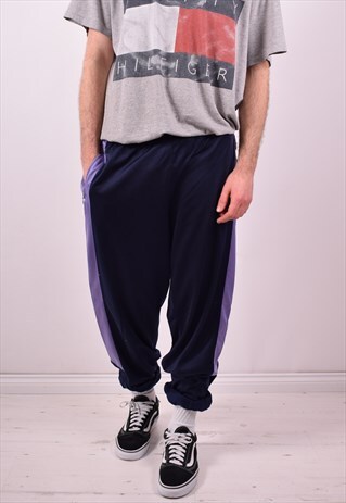 MENS VINTAGE TRACKSUIT TROUSERS W34 L34 BLUE 90S
