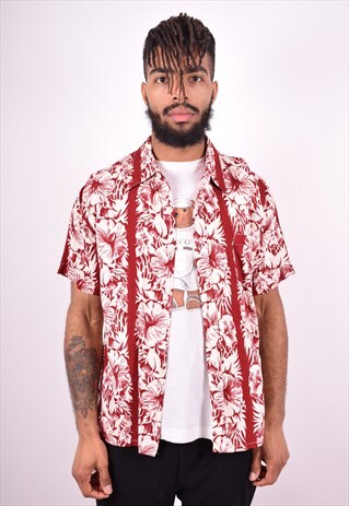 MENS VINTAGE HAWAIIAN SHIRT MEDIUM FLORAL MULTI 90'S