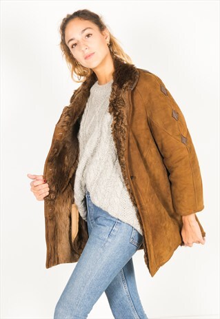VINTAGE 80S WINTER SHEEPSKIN COAT / R064