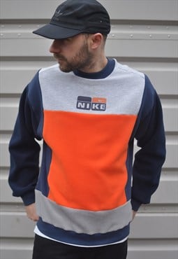 90's vintage reworked Nike spell out fleece panel sweatshirt