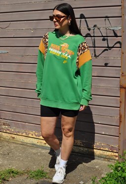 Y2K vintage Nike reworked sports leopard fleece sweatshirt