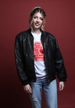 90's Leather Vintage Black Jacket