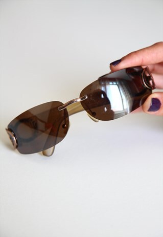 VINTAGE GOLD RIMLESS FRAME, BROWN LENSES
