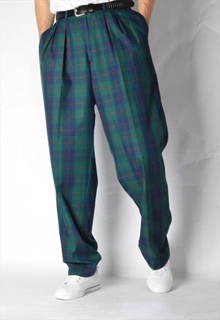 VINTAGE 80S GREEN CHECK PANTS