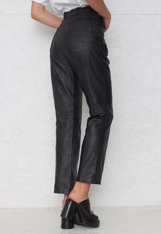 VINTAGE BLACK LEATHER TROUSERS BOTTOMS