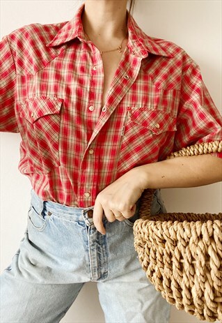 VINTAGE 70S ICONIC CHECKED LEVI'S WORKWEAR SHIRT TOP BLOUSE