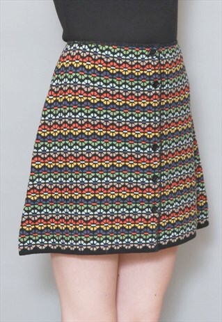 VINTAGE 1990'S AMAZING KNITTED MULTICOLOURED MINI SKIRT
