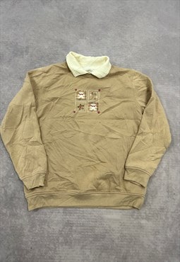 Vintage Sweatshirt Embroidered Teddy Bear Patterned Jumper