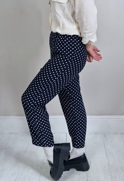 Vintage 90's Midnight Blue and White Spotted Trousers