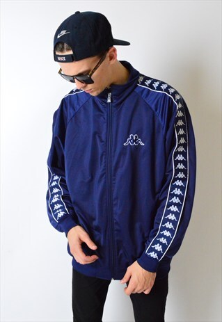 VINTAGE 90S NAVY BLUE CLASSIC KAPPA TRACK JACKET